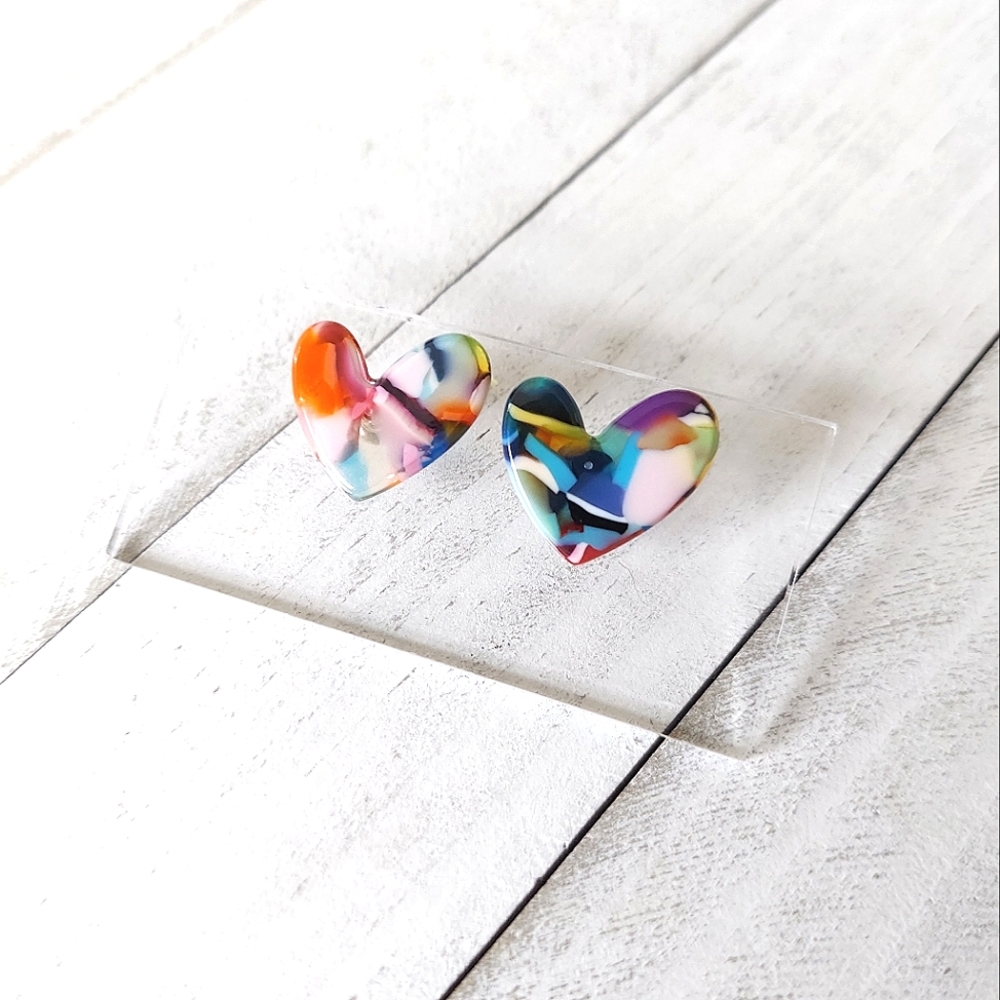Clara Colorful Heart Studs 6